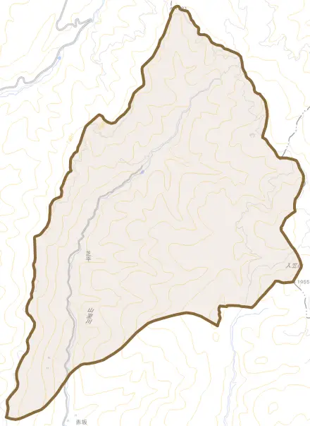 高遠町芝平とその周辺の地図。町の範囲を重ねている