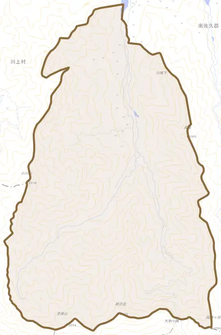 大字川端下とその周辺の地図。町の範囲を重ねている