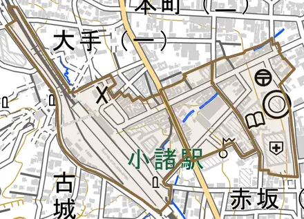 相生町とその周辺の地図。町の範囲を重ねている