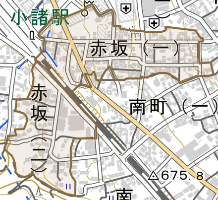 赤坂とその周辺の地図。町の範囲を重ねている