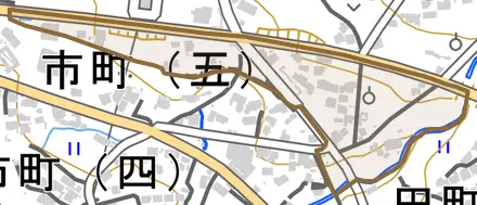 諸とその周辺の地図。町の範囲を重ねている