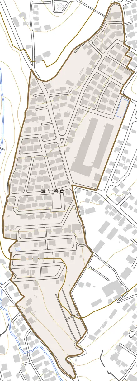 蟻ケ崎台とその周辺の地図。町の範囲を重ねている