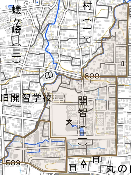 開智とその周辺の地図。町の範囲を重ねている