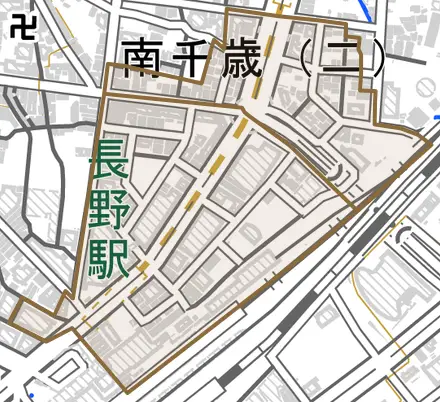南千歳とその周辺の地図。町の範囲を重ねている