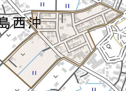 大豆島西沖とその周辺の地図。町の範囲を重ねている