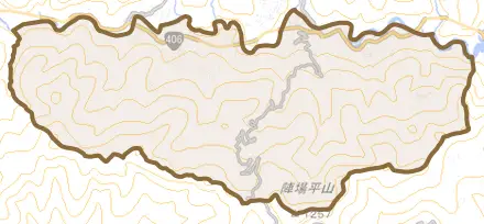 戸隠祖山とその周辺の地図。町の範囲を重ねている