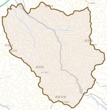若穂保科とその周辺の地図。町の範囲を重ねている