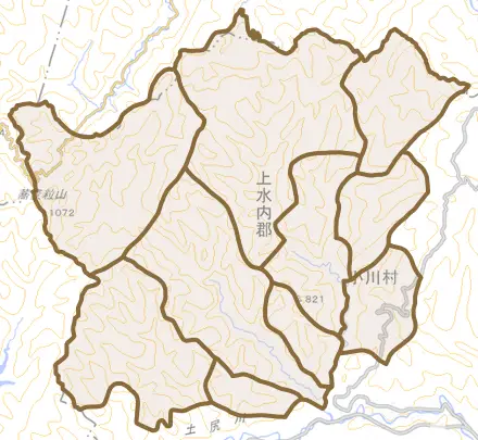 大字瀬戸川とその周辺の地図。町の範囲を重ねている