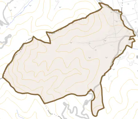 大字上平とその周辺の地図。町の範囲を重ねている
