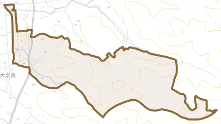 清川とその周辺の地図。町の範囲を重ねている