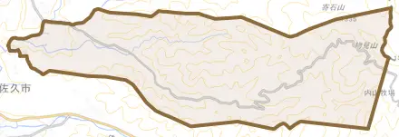 志賀とその周辺の地図。町の範囲を重ねている