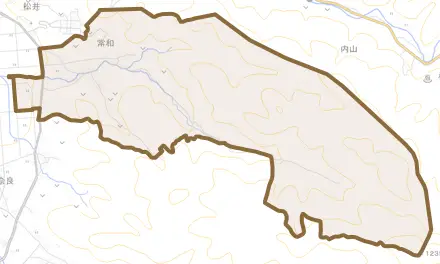 常和とその周辺の地図。町の範囲を重ねている