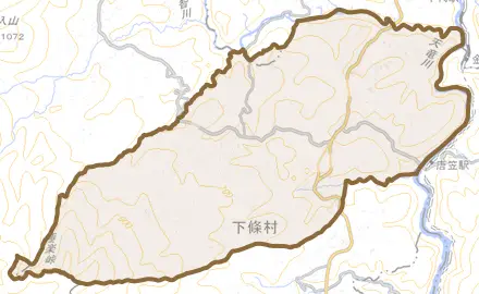 睦沢とその周辺の地図。町の範囲を重ねている