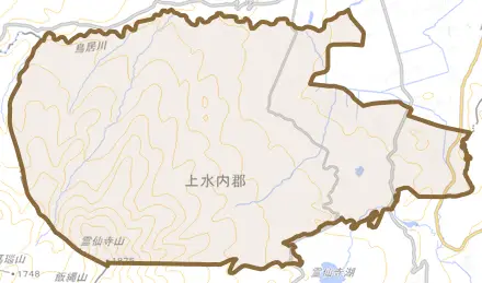 大字大井とその周辺の地図。町の範囲を重ねている