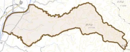 大字河野とその周辺の地図。町の範囲を重ねている