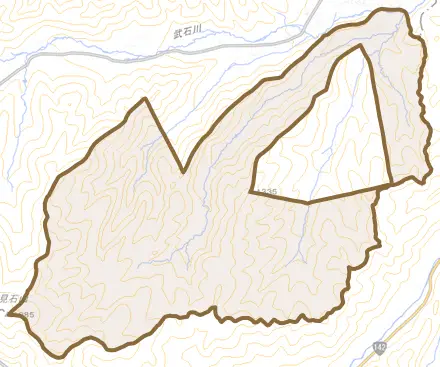武石小沢根とその周辺の地図。町の範囲を重ねている