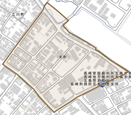 栄町とその周辺の地図。町の範囲を重ねている
