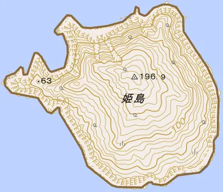 岐宿町姫島とその周辺の地図。町の範囲を重ねている