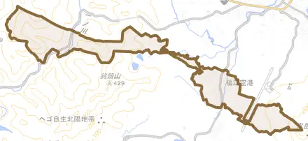 堤町とその周辺の地図。町の範囲を重ねている