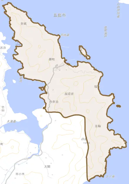 蕨町とその周辺の地図。町の範囲を重ねている