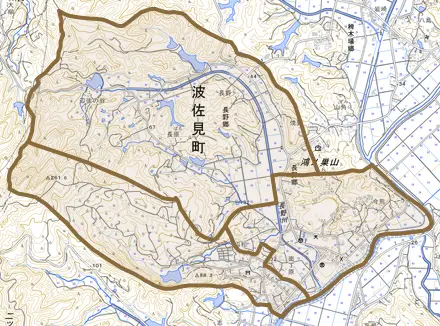 長野郷とその周辺の地図。町の範囲を重ねている