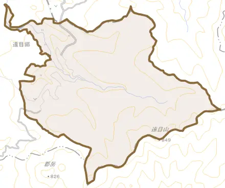 遠目郷とその周辺の地図。町の範囲を重ねている