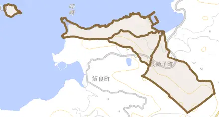 根獅子町とその周辺の地図。町の範囲を重ねている