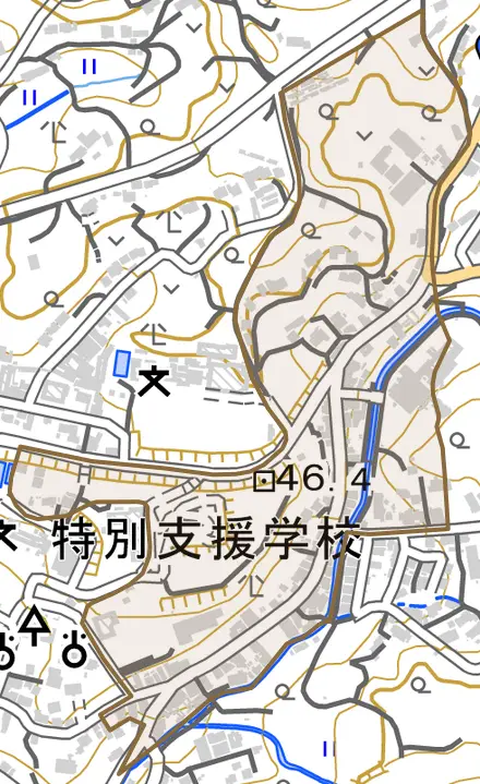 郷ノ浦町本村触とその周辺の地図。町の範囲を重ねている