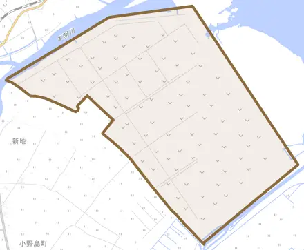 中央干拓とその周辺の地図。町の範囲を重ねている