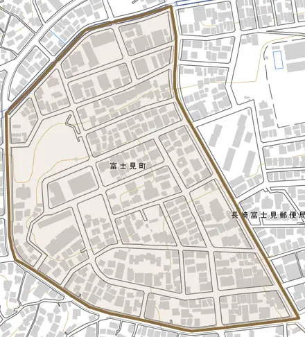 富士見町とその周辺の地図。町の範囲を重ねている