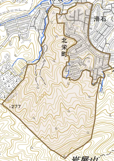 北栄町とその周辺の地図。町の範囲を重ねている