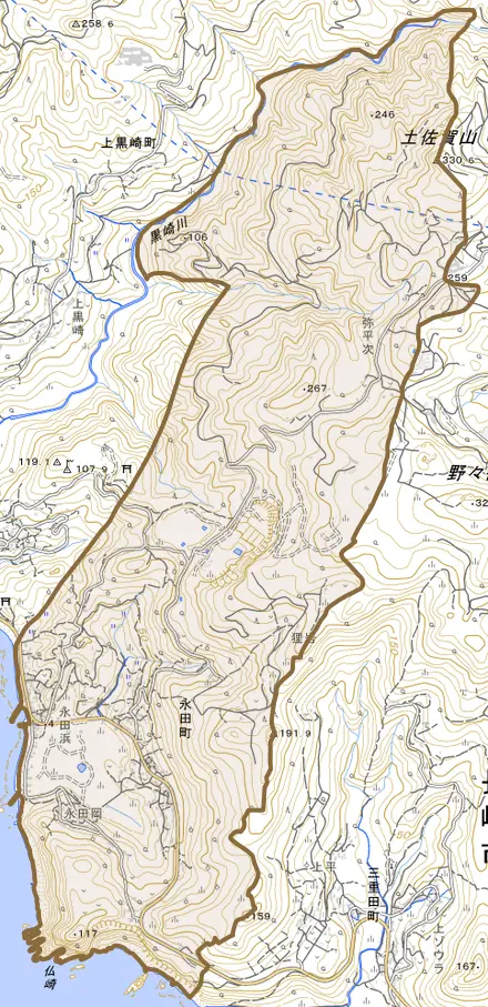 永田町とその周辺の地図。町の範囲を重ねている