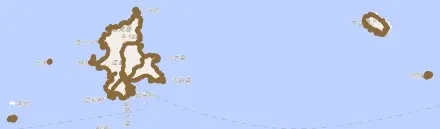 崎戸町江島とその周辺の地図。町の範囲を重ねている