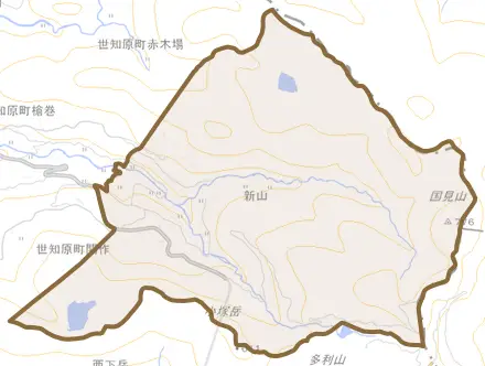 世知原町開作とその周辺の地図。町の範囲を重ねている