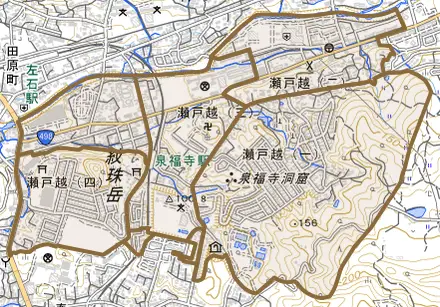 瀬戸越とその周辺の地図。町の範囲を重ねている