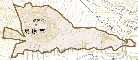 南上木場町とその周辺の地図。町の範囲を重ねている