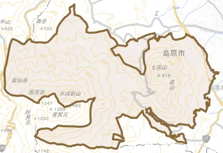 南千本木町とその周辺の地図。町の範囲を重ねている