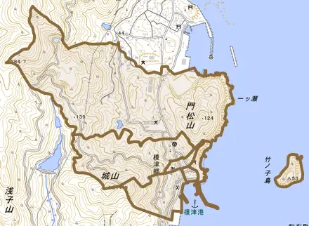 榎津郷とその周辺の地図。町の範囲を重ねている