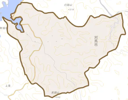 峰町吉田とその周辺の地図。町の範囲を重ねている