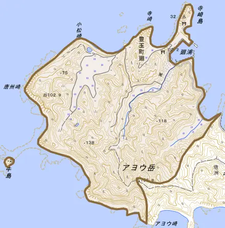 豊玉町廻とその周辺の地図。町の範囲を重ねている
