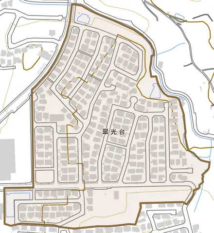 翠光台とその周辺の地図。町の範囲を重ねている