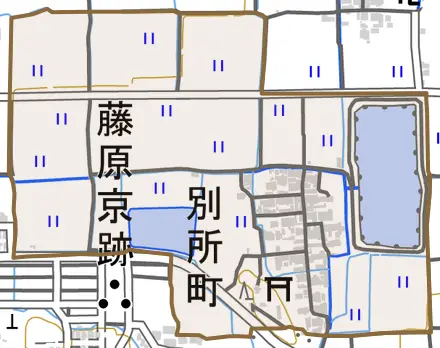 別所町とその周辺の地図。町の範囲を重ねている