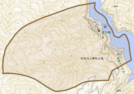大字迫とその周辺の地図。町の範囲を重ねている