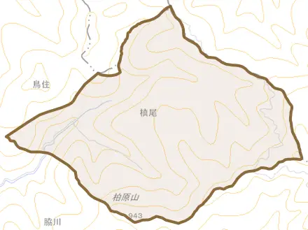 大字槙尾とその周辺の地図。町の範囲を重ねている