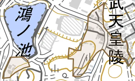 半田開町とその周辺の地図。町の範囲を重ねている