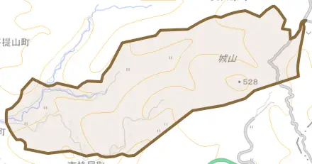 北椿尾町とその周辺の地図。町の範囲を重ねている