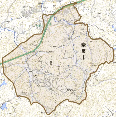 小倉町とその周辺の地図。町の範囲を重ねている