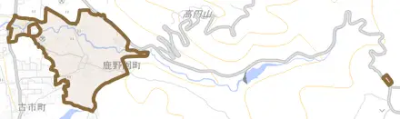 鹿野園町とその周辺の地図。町の範囲を重ねている