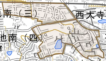 西大寺竜王町とその周辺の地図。町の範囲を重ねている