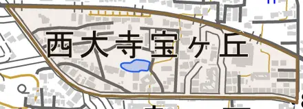 西大寺宝ヶ丘とその周辺の地図。町の範囲を重ねている